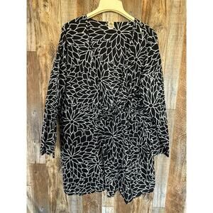 Islander Black & White Elastic Pull Floral Bathing Suit Coverup Women's 2X